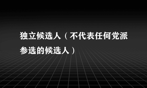 独立候选人（不代表任何党派参选的候选人）