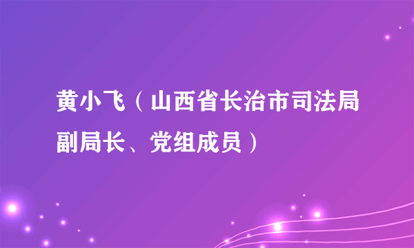 黄小飞（山西省长治市司法局副局长、党组成员）