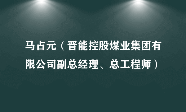 马占元（晋能控股煤业集团有限公司副总经理、总工程师）