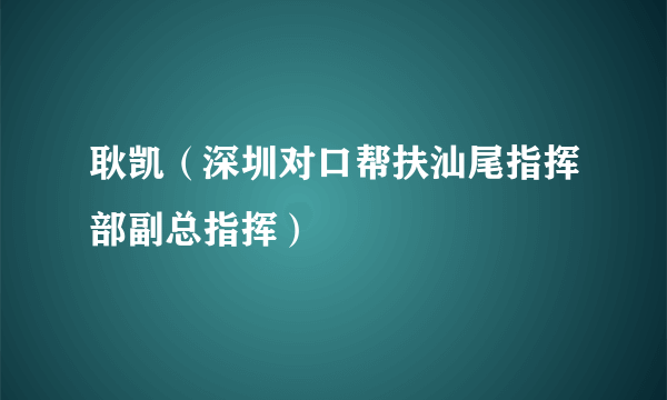 耿凯（深圳对口帮扶汕尾指挥部副总指挥）