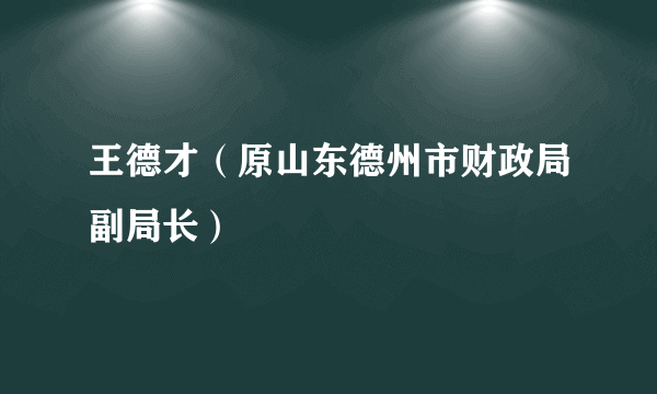 王德才（原山东德州市财政局副局长）