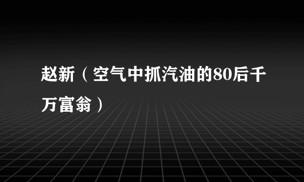 赵新（空气中抓汽油的80后千万富翁）