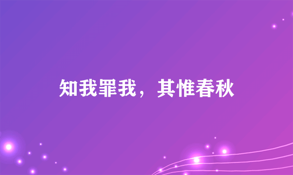 知我罪我，其惟春秋