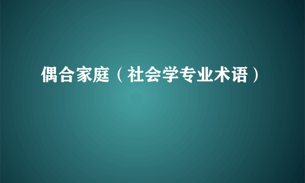 偶合家庭（社会学专业术语）