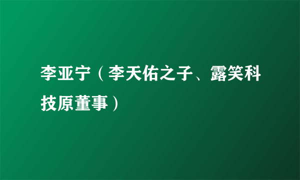 李亚宁（李天佑之子、露笑科技原董事）