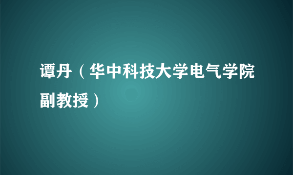 谭丹（华中科技大学电气学院副教授）