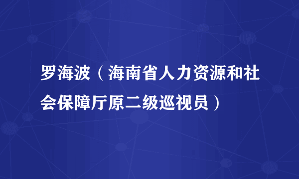 罗海波（海南省人力资源和社会保障厅原二级巡视员）