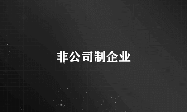 非公司制企业