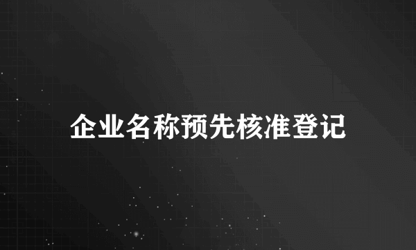 企业名称预先核准登记