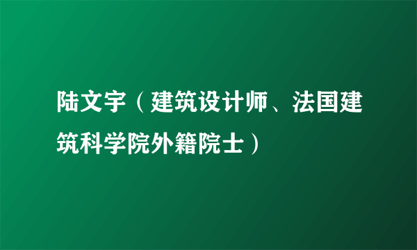 陆文宇（建筑设计师、法国建筑科学院外籍院士）