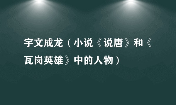 宇文成龙（小说《说唐》和《瓦岗英雄》中的人物）