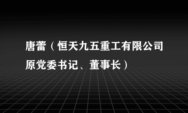 唐蕾（恒天九五重工有限公司原党委书记、董事长）