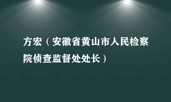 方宏（安徽省黄山市人民检察院侦查监督处处长）