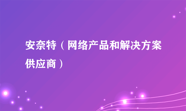 安奈特（网络产品和解决方案供应商）