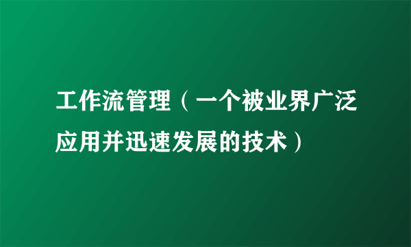 工作流管理（一个被业界广泛应用并迅速发展的技术）