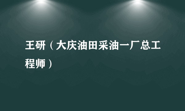 王研（大庆油田采油一厂总工程师）