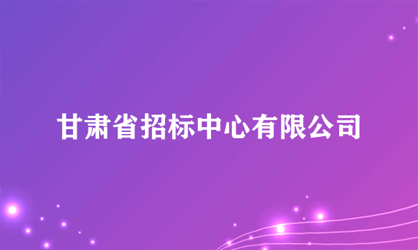 甘肃省招标中心有限公司