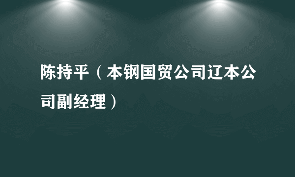 陈持平（本钢国贸公司辽本公司副经理）