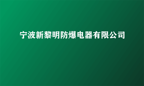 宁波新黎明防爆电器有限公司