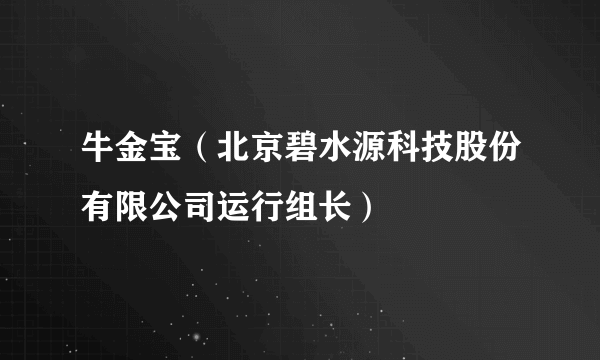 牛金宝（北京碧水源科技股份有限公司运行组长）