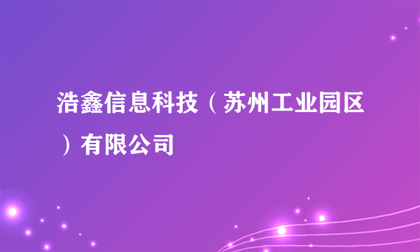 浩鑫信息科技（苏州工业园区）有限公司