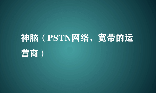 神脑（PSTN网络，宽带的运营商）