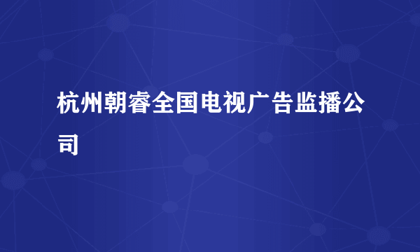 杭州朝睿全国电视广告监播公司