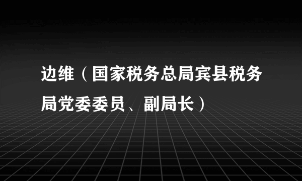 边维（国家税务总局宾县税务局党委委员、副局长）