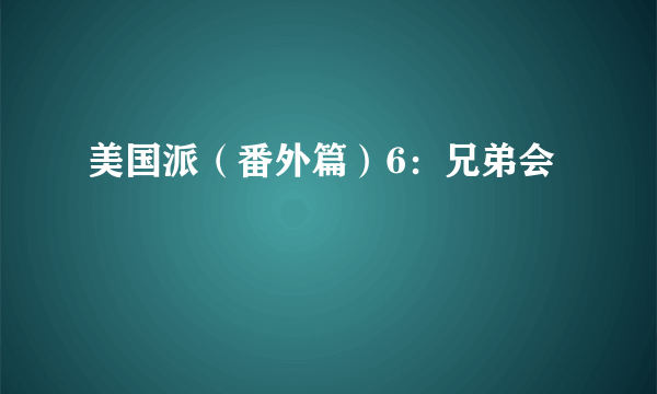 美国派（番外篇）6：兄弟会