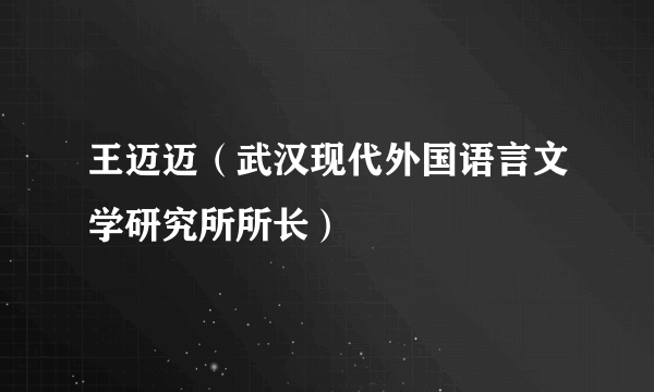 王迈迈（武汉现代外国语言文学研究所所长）