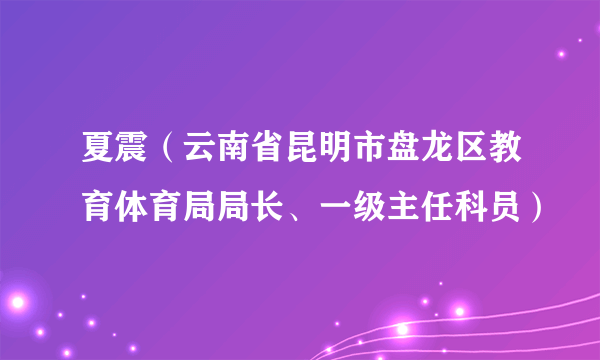 夏震（云南省昆明市盘龙区教育体育局局长、一级主任科员）