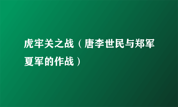 虎牢关之战（唐李世民与郑军夏军的作战）