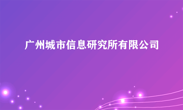 广州城市信息研究所有限公司