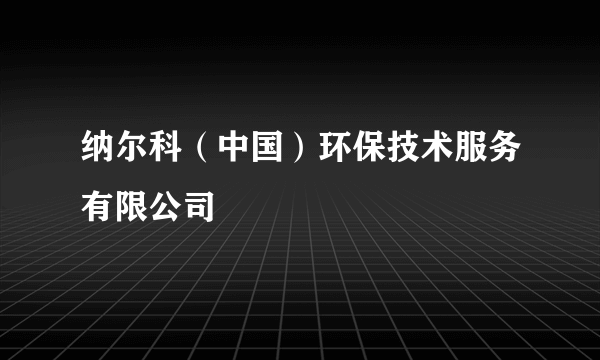 纳尔科（中国）环保技术服务有限公司