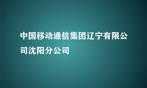 中国移动通信集团辽宁有限公司沈阳分公司