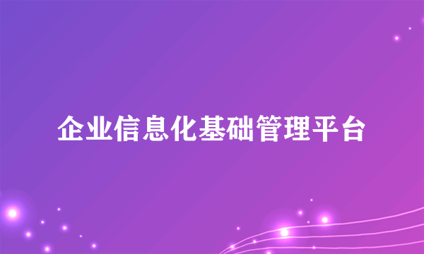 企业信息化基础管理平台