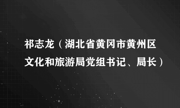 祁志龙（湖北省黄冈市黄州区文化和旅游局党组书记、局长）