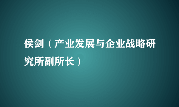 侯剑（产业发展与企业战略研究所副所长）