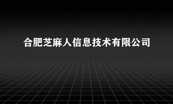 合肥芝麻人信息技术有限公司