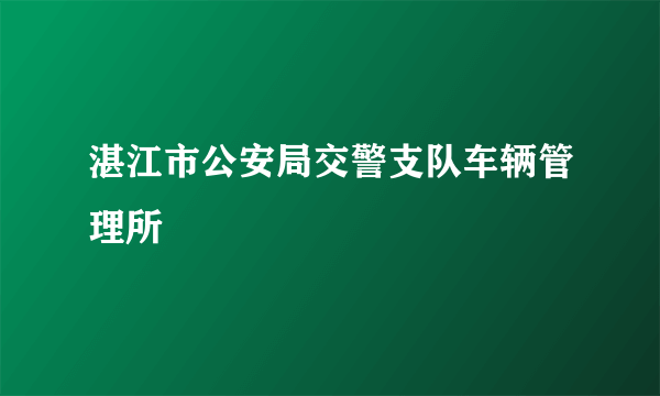 湛江市公安局交警支队车辆管理所