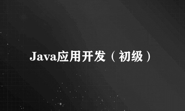 Java应用开发（初级）