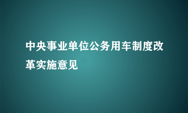 中央事业单位公务用车制度改革实施意见