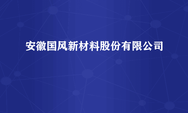 安徽国风新材料股份有限公司