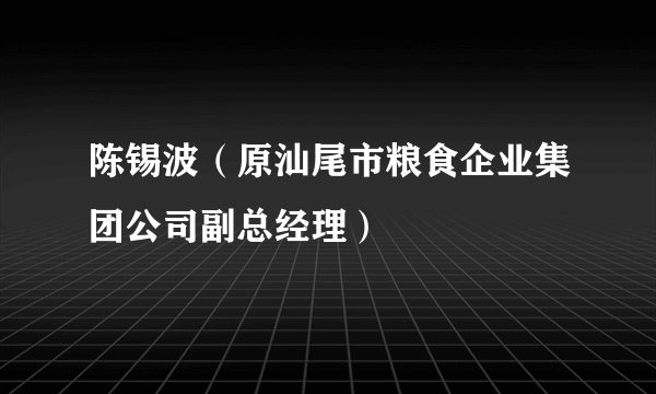 陈锡波（原汕尾市粮食企业集团公司副总经理）