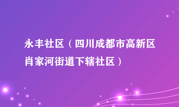 永丰社区（四川成都市高新区肖家河街道下辖社区）