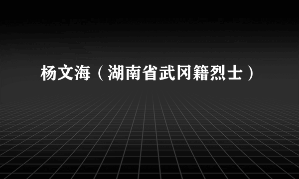 杨文海（湖南省武冈籍烈士）