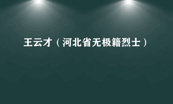 王云才（河北省无极籍烈士）