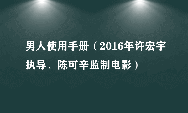 男人使用手册（2016年许宏宇执导、陈可辛监制电影）