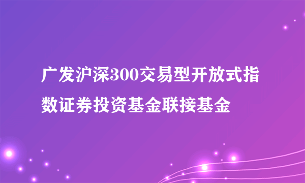 广发沪深300交易型开放式指数证券投资基金联接基金