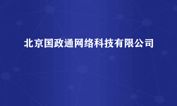 北京国政通网络科技有限公司